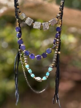Fringe bead chains boho necklace